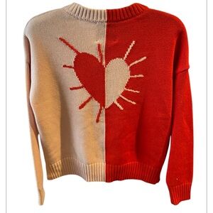 Kerri Rosenthal Color Block Pullover Sweater with back Heart Design Size Small